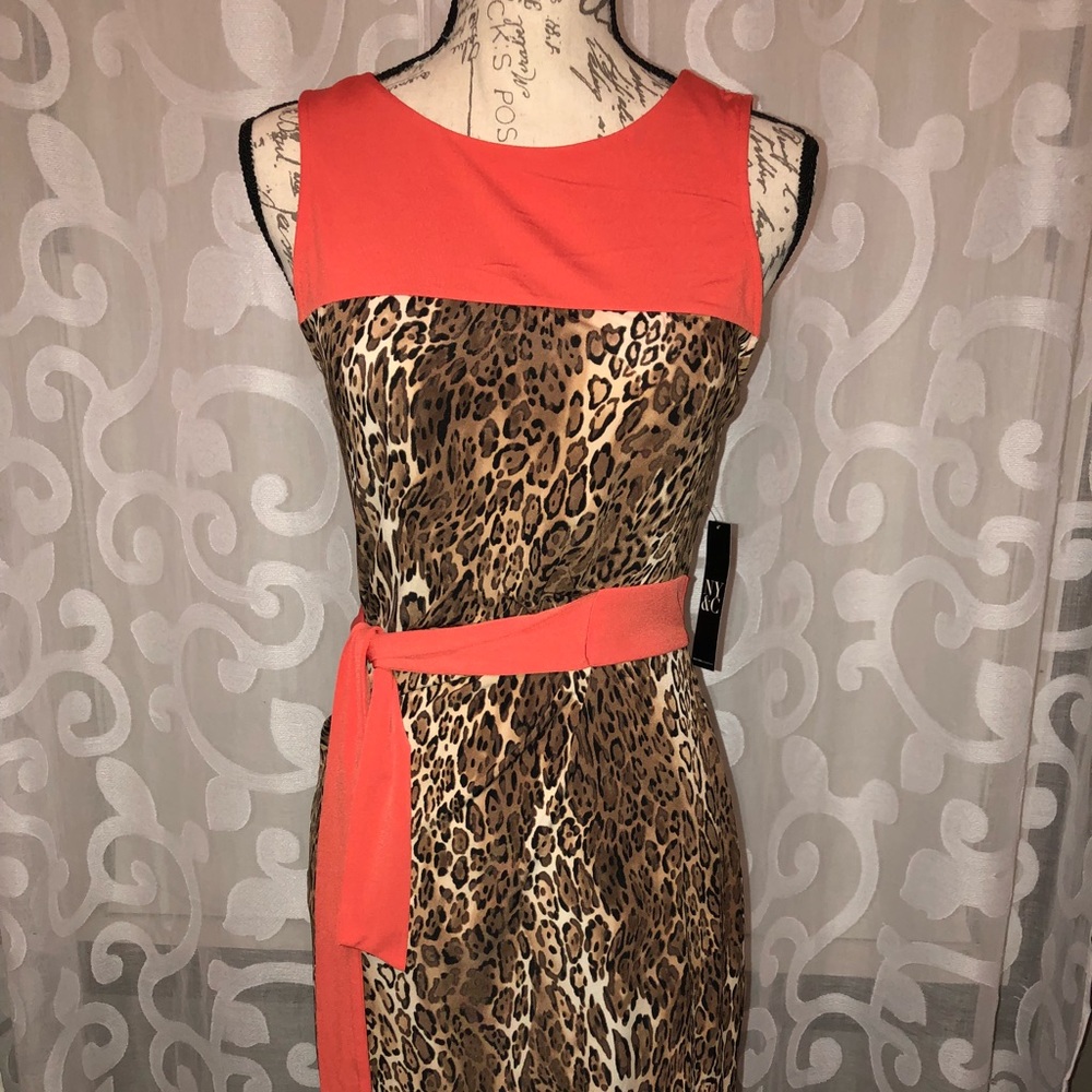 NY & Company cheetah and coral dress